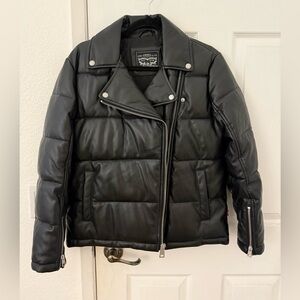 NWOT Levi's Black Vegan Leather Moto Puffer Jacket